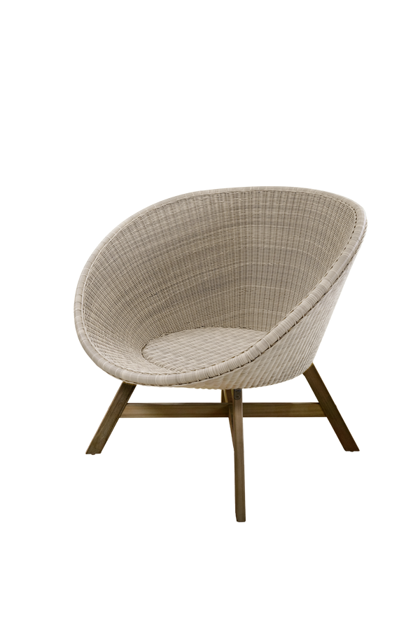 Sillón de aluminio, teca y polyrattan Clam